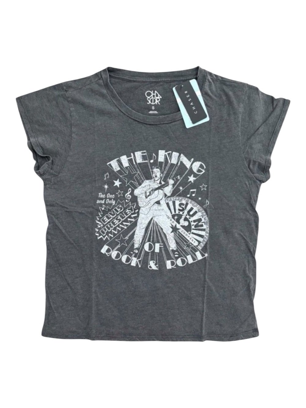 Chaser NWT Elvis The King of Rock N Roll Mineral Wash Tee Small S